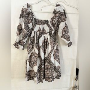 Paisley cotton smocked babydoll dress NWT
